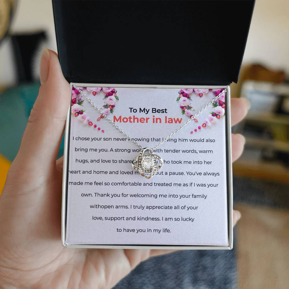 For The Best Mother-in-law, Love Knot Necklace with Heartfelt Message | Mother-in-law Gift