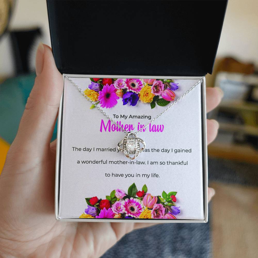 To My Amazing Mother-in-law, Love Knot Necklace with Heartfelt Sentiments | Mother-in-law Gift