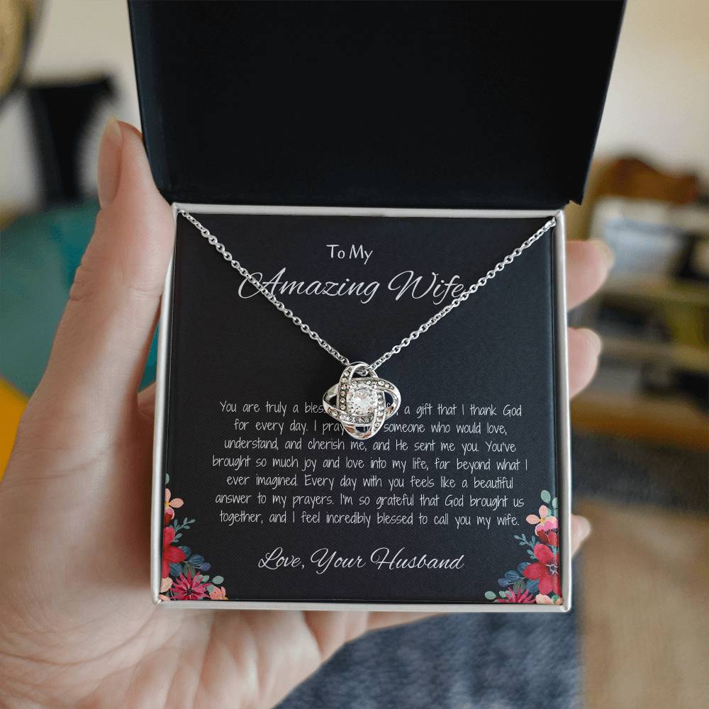 To My Amazing Wife - Love Knot Necklace Gift for Wife