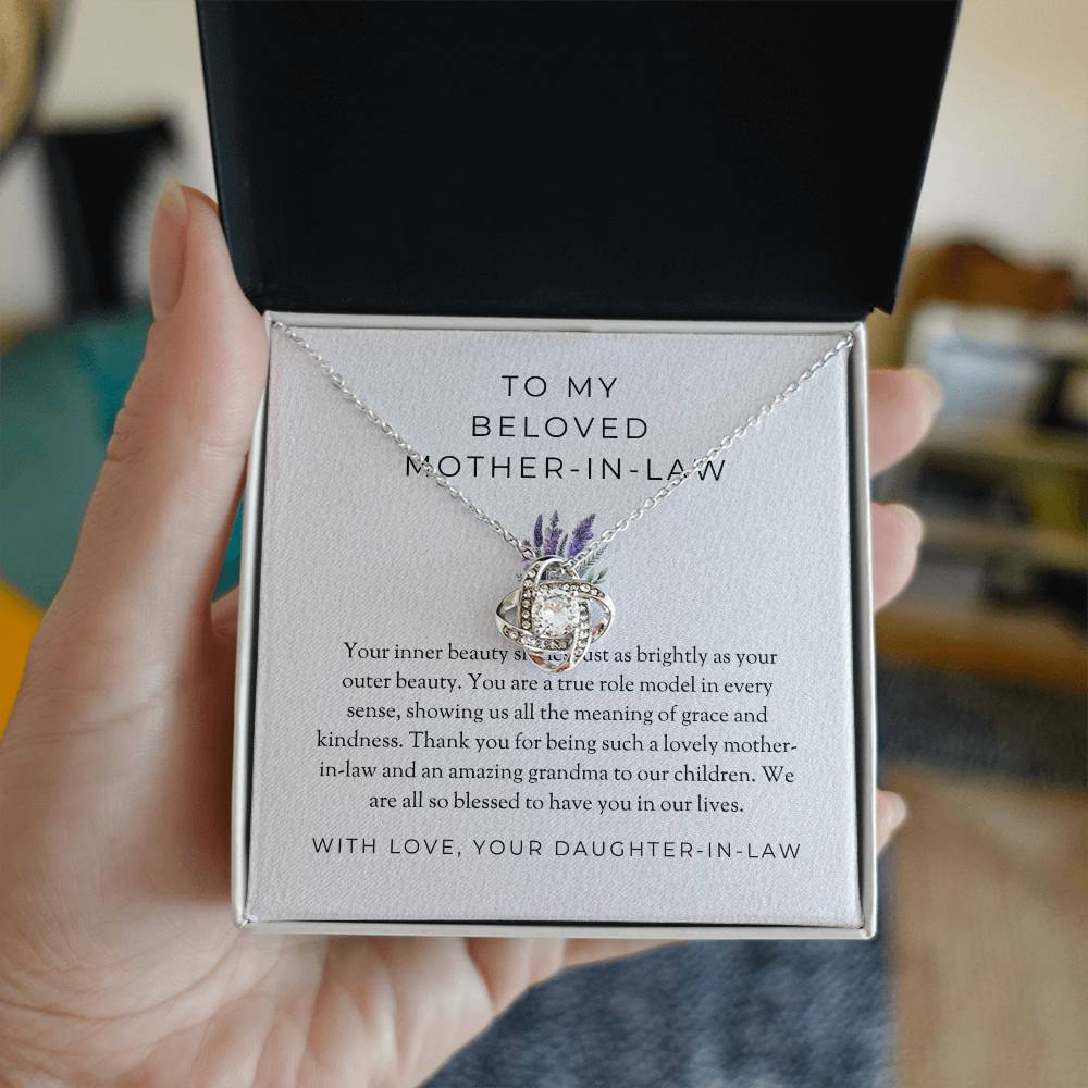 To My Beloved Mother-in-law, Love Knot Necklace with Heartfelt Message | Mother-in-law Gift