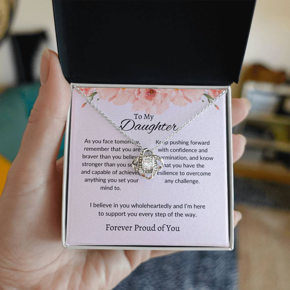 To My Daughter - Love Knot Necklace Heartfelt Unbreakable Bond Gift