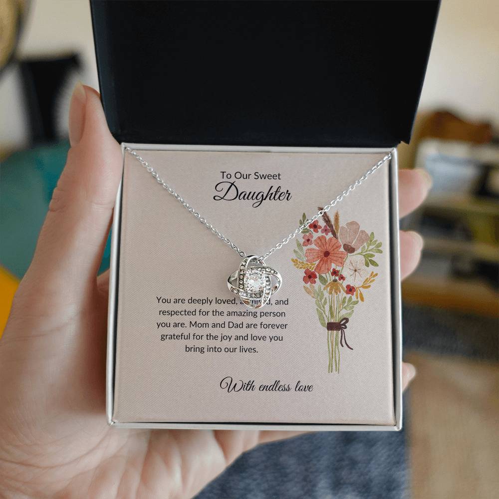 To My Sweet Daughter - Love Knot Necklace | A Timeless Gift For Daughter