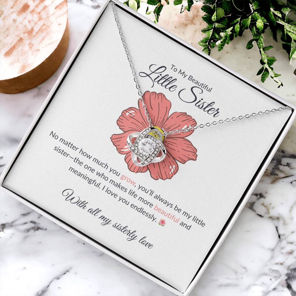 To My Gorgeous Little Sister – Love Knot Necklace | A Charming Necklace Gift For Little Sister