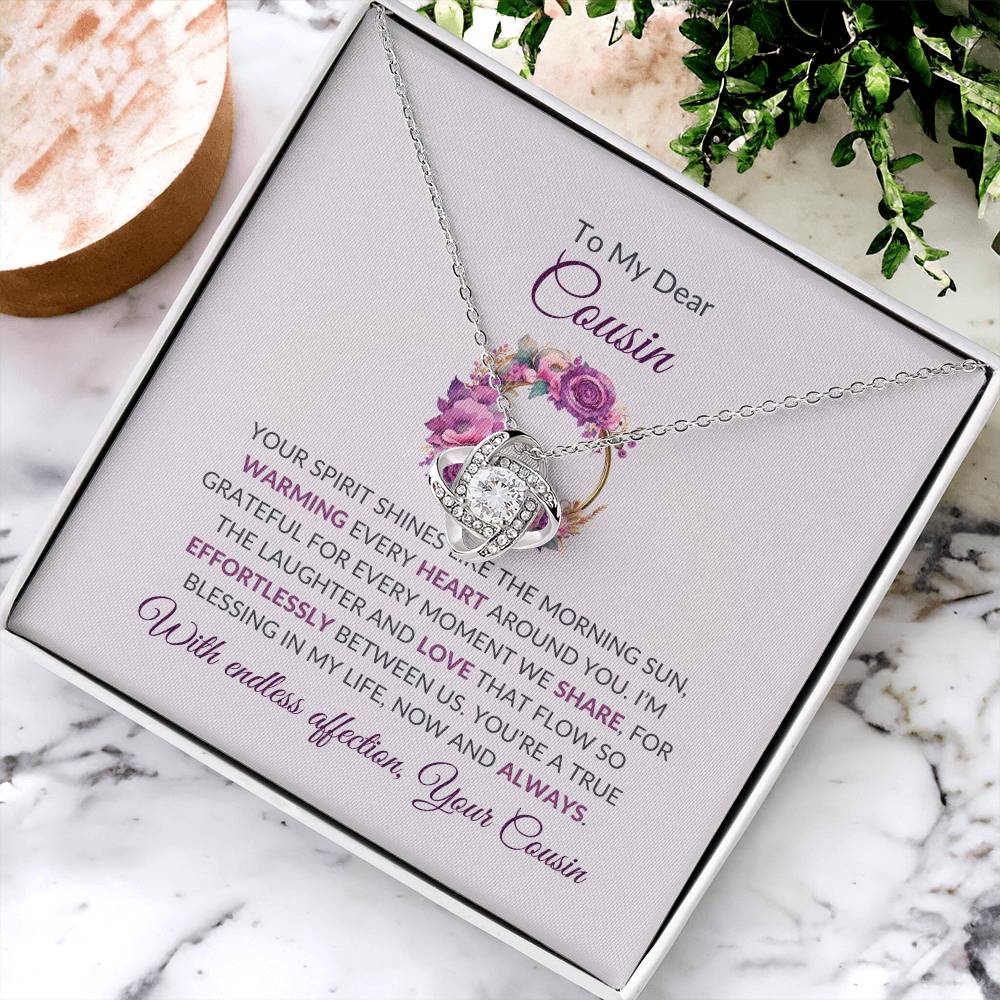 Cousin Necklace | To My Dear Cousin - Love Knot Necklace | Cousin Friendship Necklace