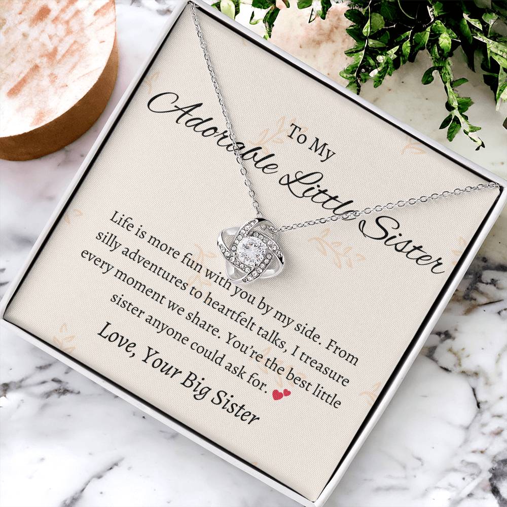 To My Sweet Adorable Little Sister – Love Knot Necklace | Heartfelt Gift For Sister