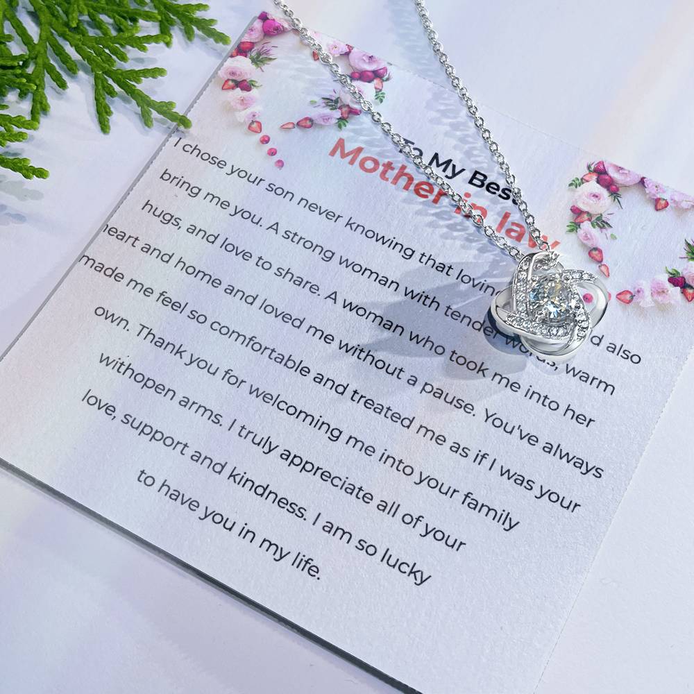 For The Best Mother-in-law, Love Knot Necklace with Heartfelt Message | Mother-in-law Gift