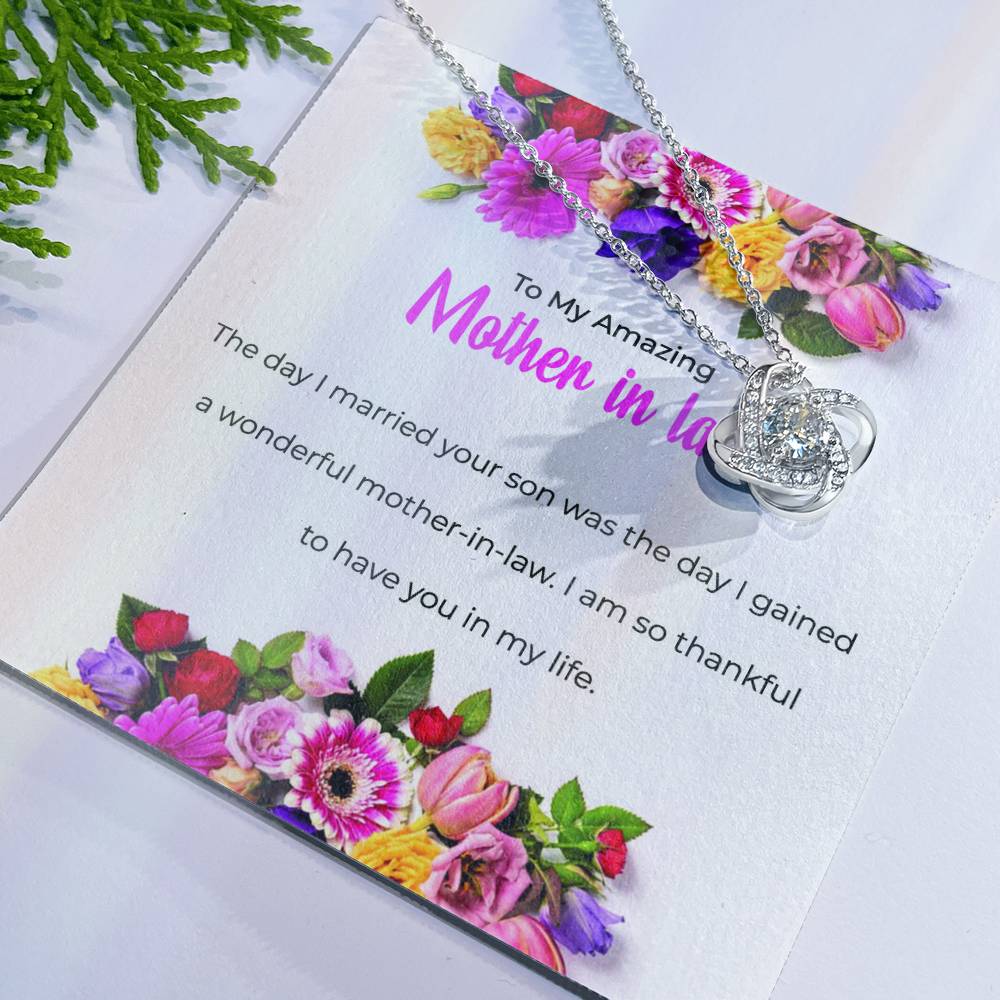 To My Amazing Mother-in-law, Love Knot Necklace with Heartfelt Sentiments | Mother-in-law Gift