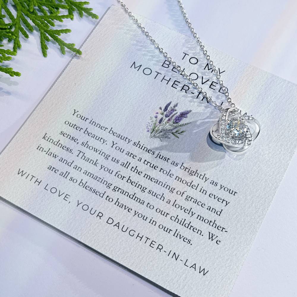 To My Beloved Mother-in-law, Love Knot Necklace with Heartfelt Message | Mother-in-law Gift