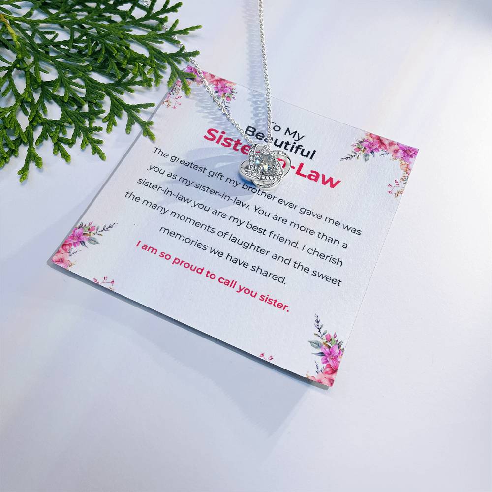 To My Beautiful Sister-in-law Necklace | Love Knot Necklace | Sister-in-Law Gift