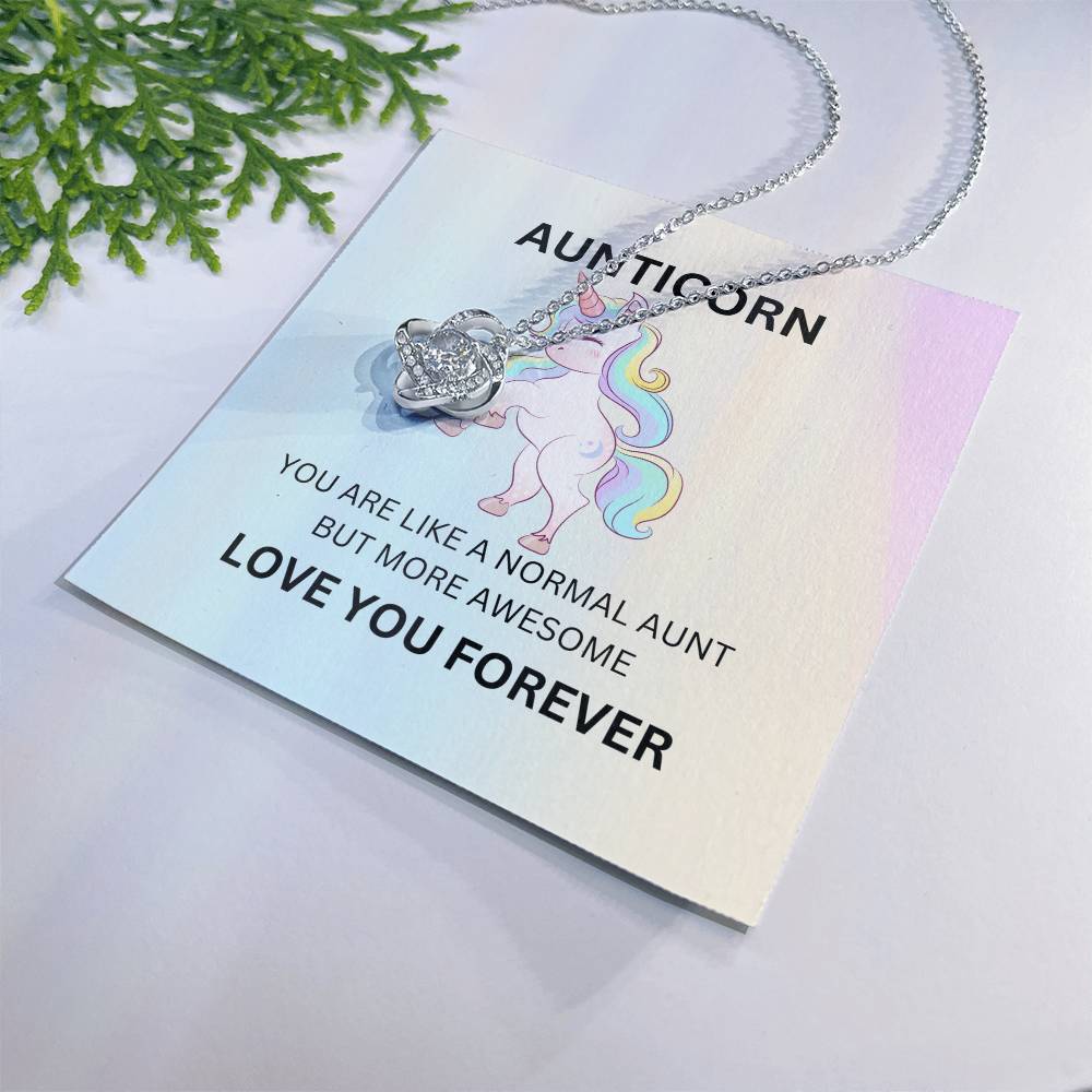 To My Aunticorn – Fun Love Knot Necklace | Unique Jewelry For Showing Love and Appreciation - SOUVMOUR