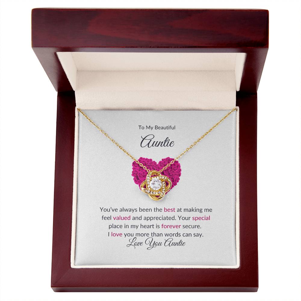 To My Beautiful Aunt Necklace – Elegant Love Knot Jewelry | Message Card For Expressing Love and Gratitude - SOUVMOUR