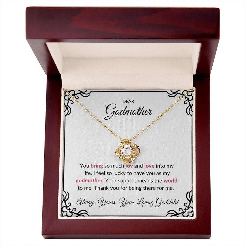 To My Wonderful Godmother, Love Knot Necklace (Yellow & White Gold Variants) | Godmother Necklace (Necklace Only)