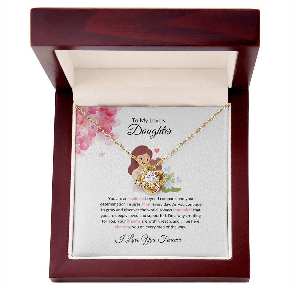 To My Beautiful & Lovely Daughter - Love Knot Necklace For Daughter