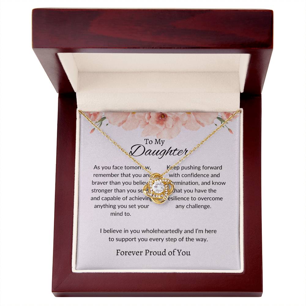 To My Daughter - Love Knot Necklace Heartfelt Unbreakable Bond Gift
