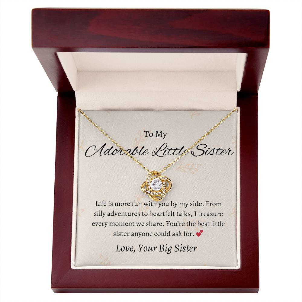 To My Sweet Adorable Little Sister – Love Knot Necklace | Heartfelt Gift For Sister
