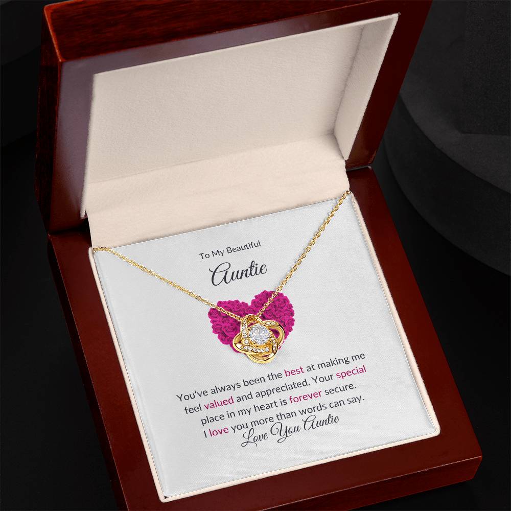 To My Beautiful Aunt Necklace – Elegant Love Knot Jewelry | Message Card For Expressing Love and Gratitude - SOUVMOUR