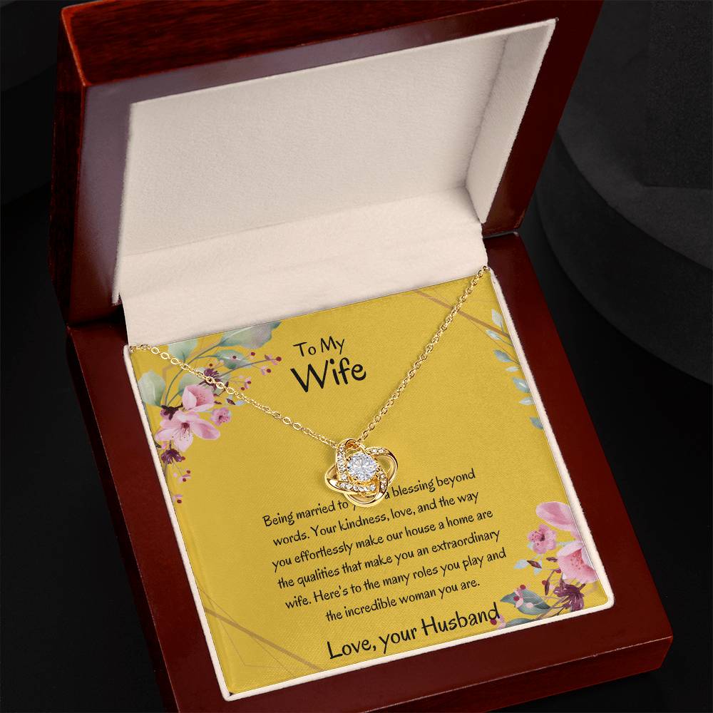 To My Wife, My Wonderful Partner - Love Knot Necklace Gift for Wife