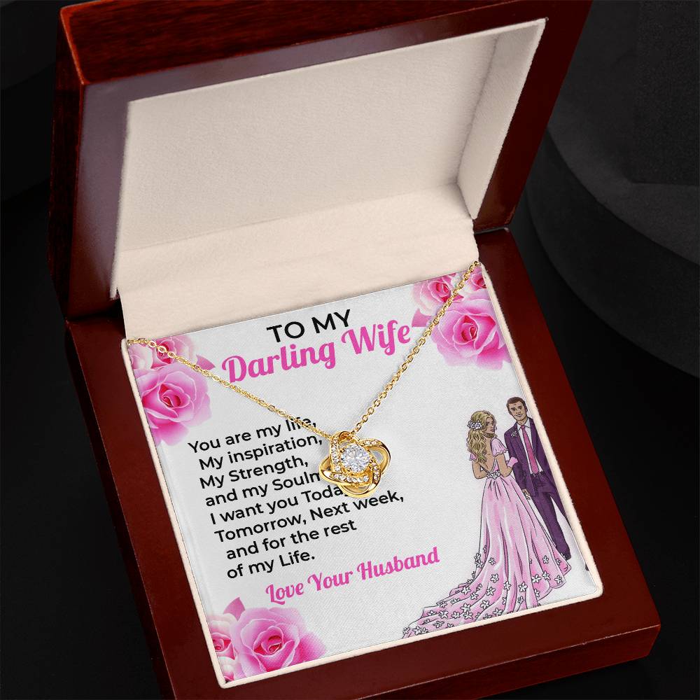 To My Darling Wife, My Life - Loving Love Knot Necklace Gift for Wife