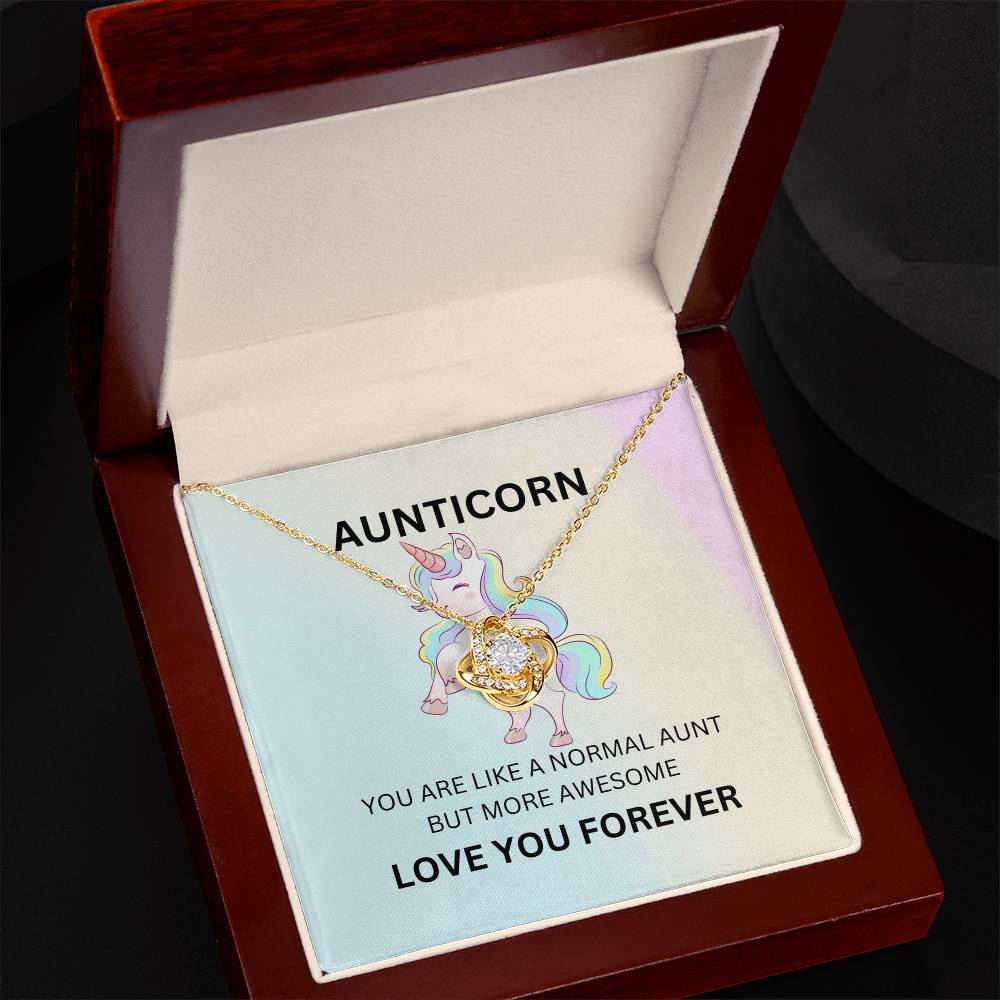 To My Aunticorn – Fun Love Knot Necklace | Unique Jewelry For Showing Love and Appreciation - SOUVMOUR