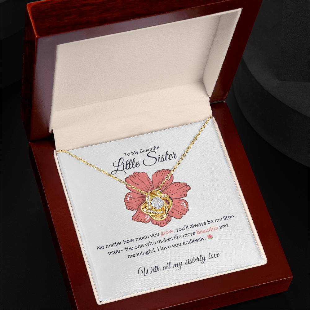 To My Gorgeous Little Sister – Love Knot Necklace | A Charming Necklace Gift For Little Sister