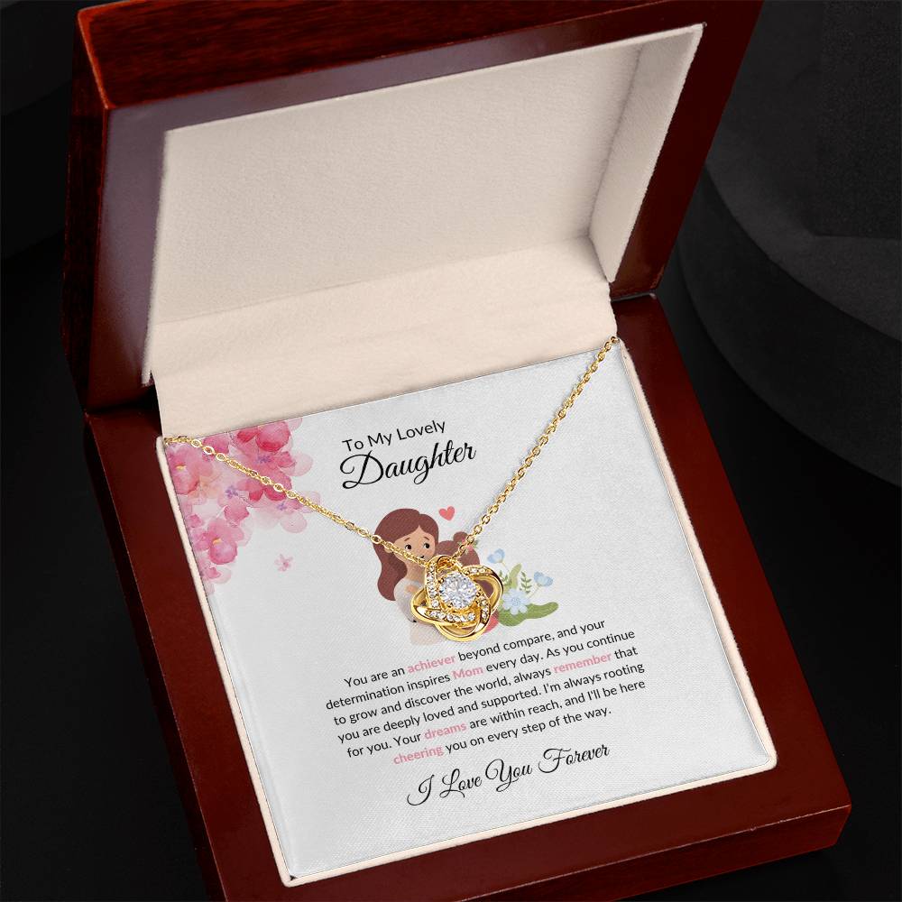 To My Beautiful & Lovely Daughter - Love Knot Necklace For Daughter
