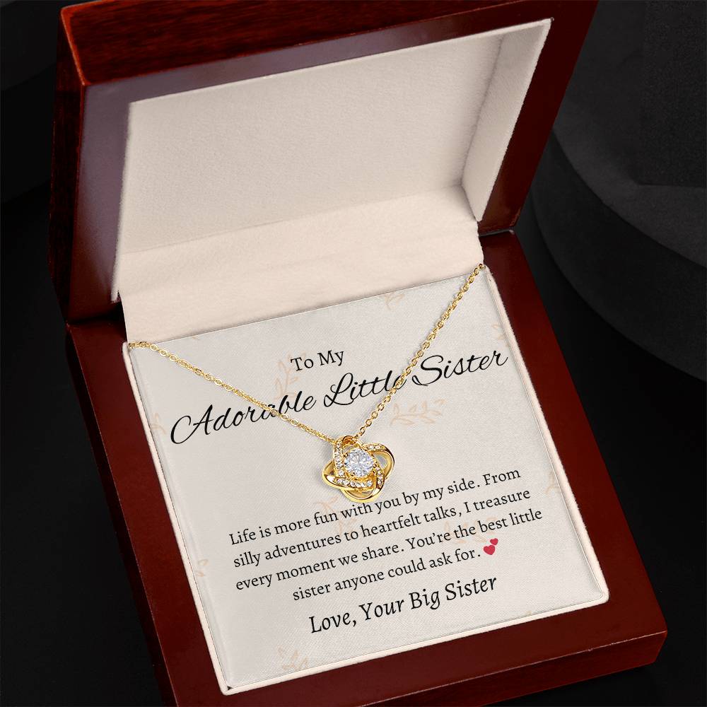 To My Sweet Adorable Little Sister – Love Knot Necklace | Heartfelt Gift For Sister