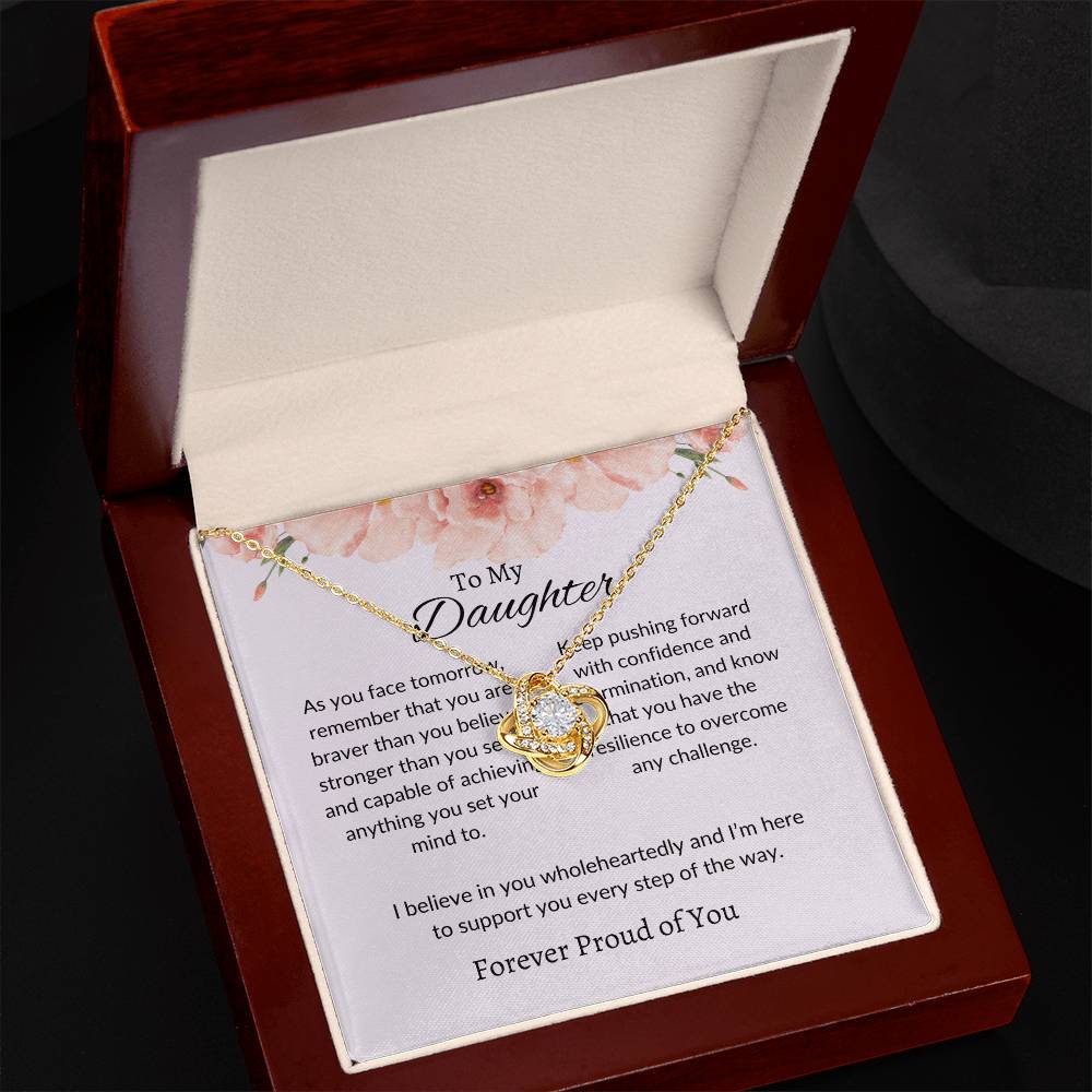 To My Daughter - Love Knot Necklace Heartfelt Unbreakable Bond Gift