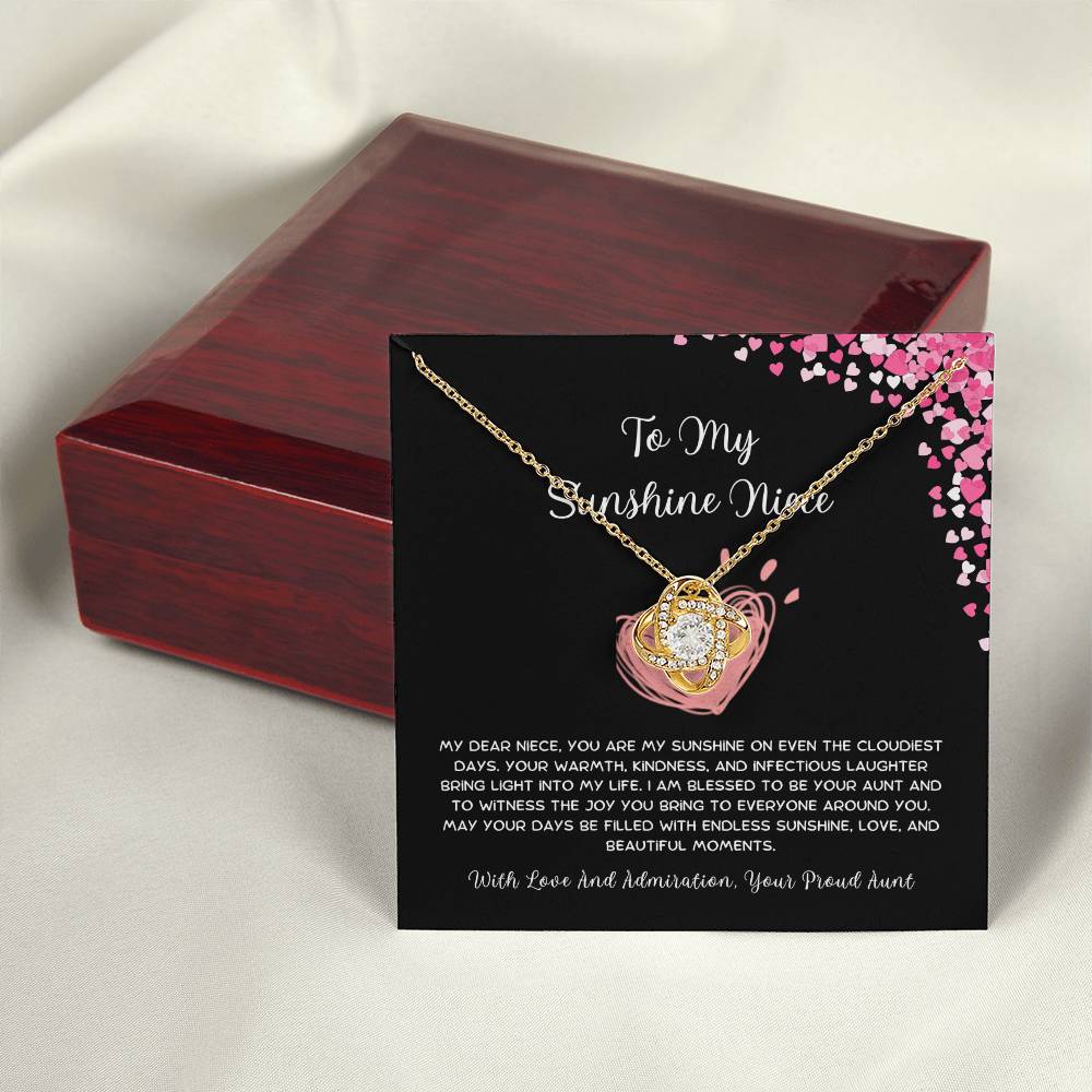To My Sunshine Niece - From Aunt to Niece Love Knot Necklace - SOUVMOUR