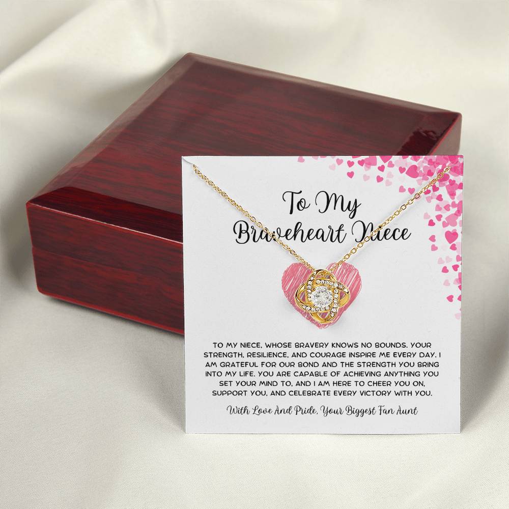To My Braveheart Niece - From Aunt to Niece Love Knot Necklace - SOUVMOUR