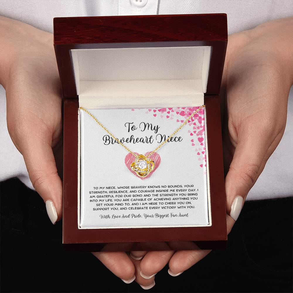 To My Braveheart Niece - From Aunt to Niece Love Knot Necklace - SOUVMOUR