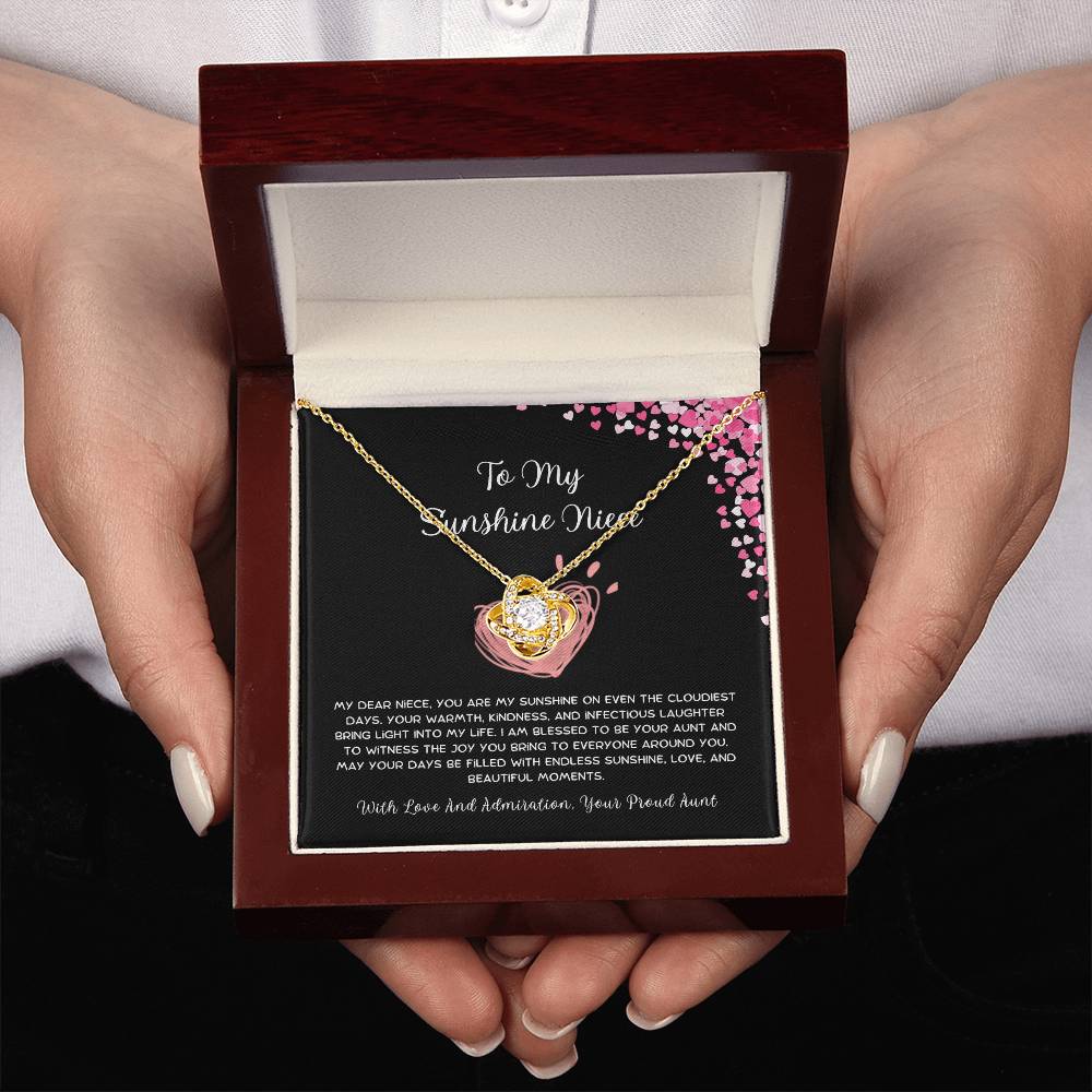 To My Sunshine Niece - From Aunt to Niece Love Knot Necklace - SOUVMOUR