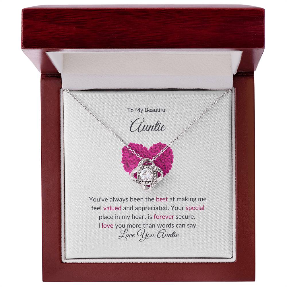 To My Beautiful Aunt Necklace – Elegant Love Knot Jewelry | Message Card For Expressing Love and Gratitude - SOUVMOUR