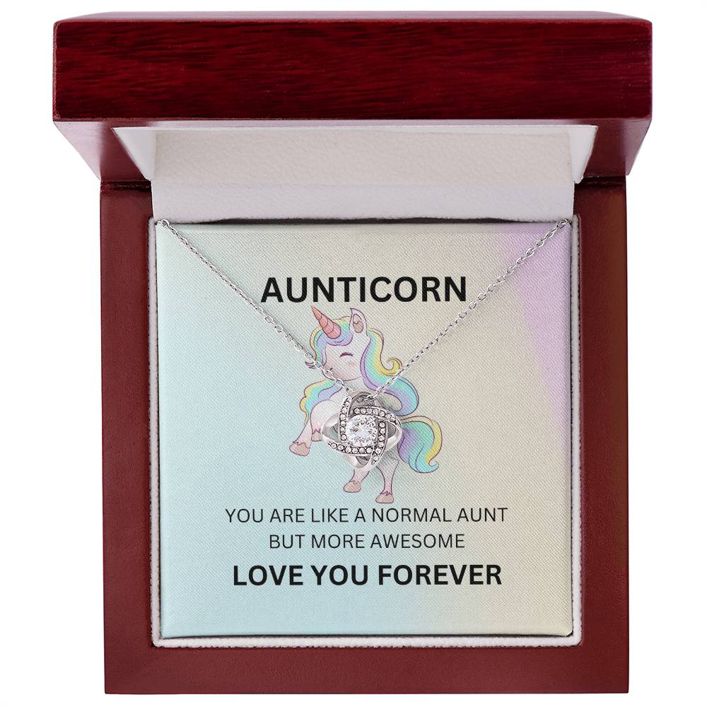 To My Aunticorn – Fun Love Knot Necklace | Unique Jewelry For Showing Love and Appreciation - SOUVMOUR
