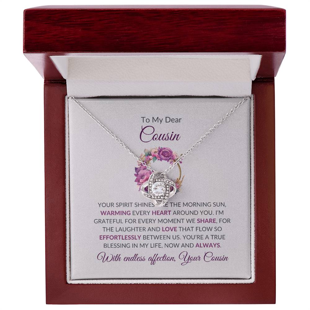 Cousin Necklace | To My Dear Cousin - Love Knot Necklace | Cousin Friendship Necklace