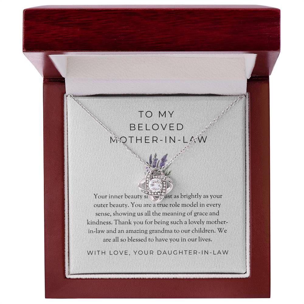 To My Beloved Mother-in-law, Love Knot Necklace with Heartfelt Message | Mother-in-law Gift