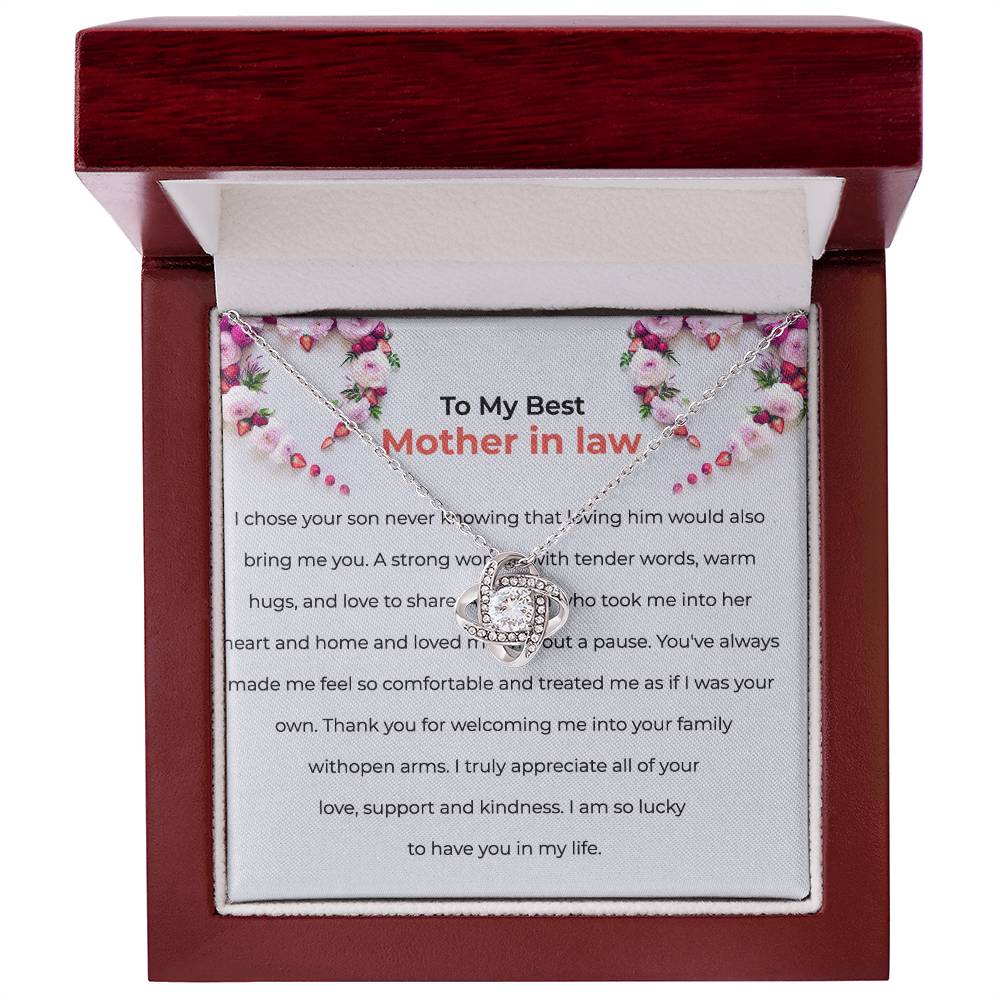 For The Best Mother-in-law, Love Knot Necklace with Heartfelt Message | Mother-in-law Gift