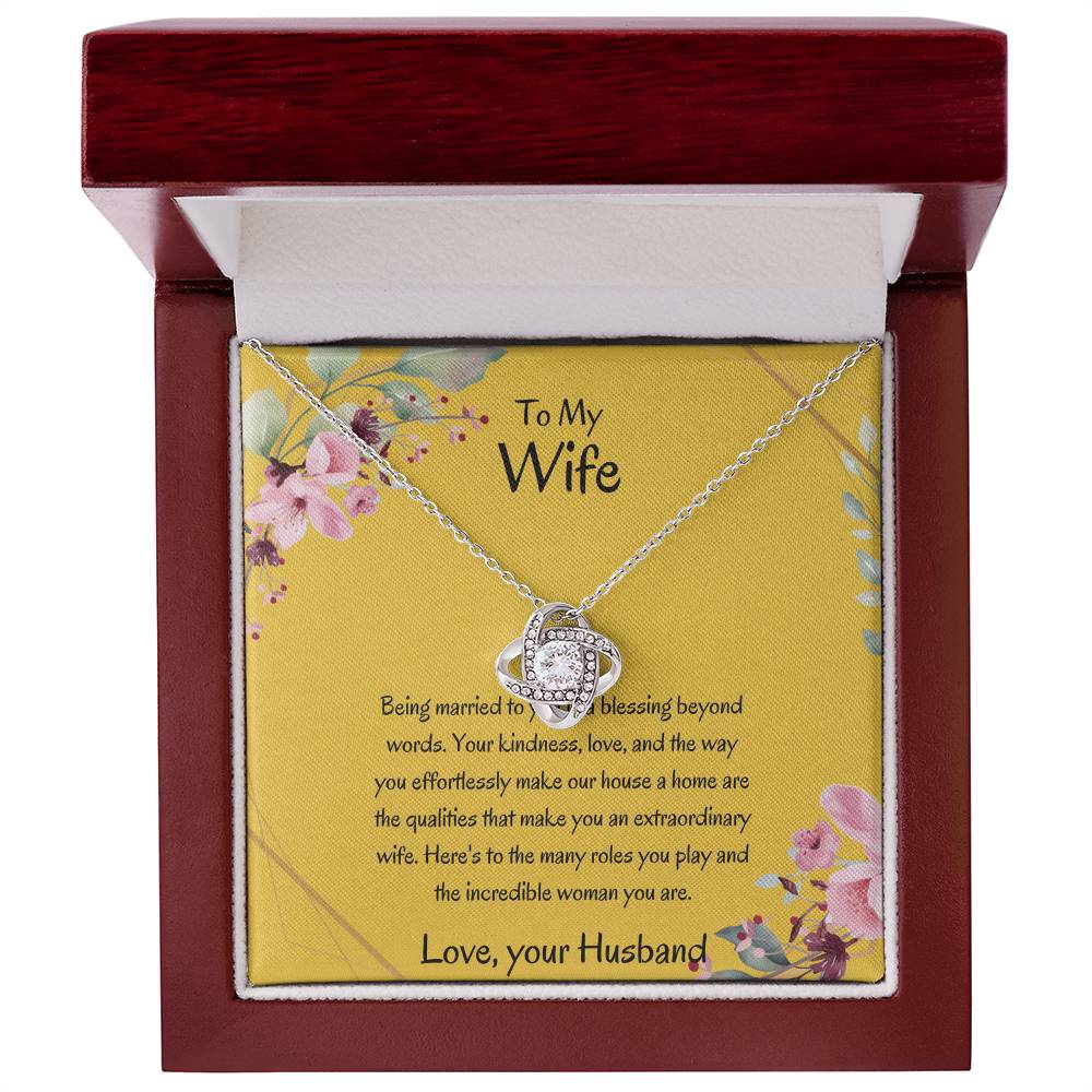 To My Wife, My Wonderful Partner - Love Knot Necklace Gift for Wife