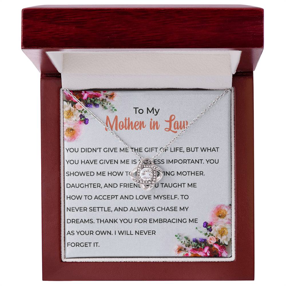 To My Cherished Mother-in-law, Love Knot Necklace with a Heartfelt Message | Mother-in-law Gift