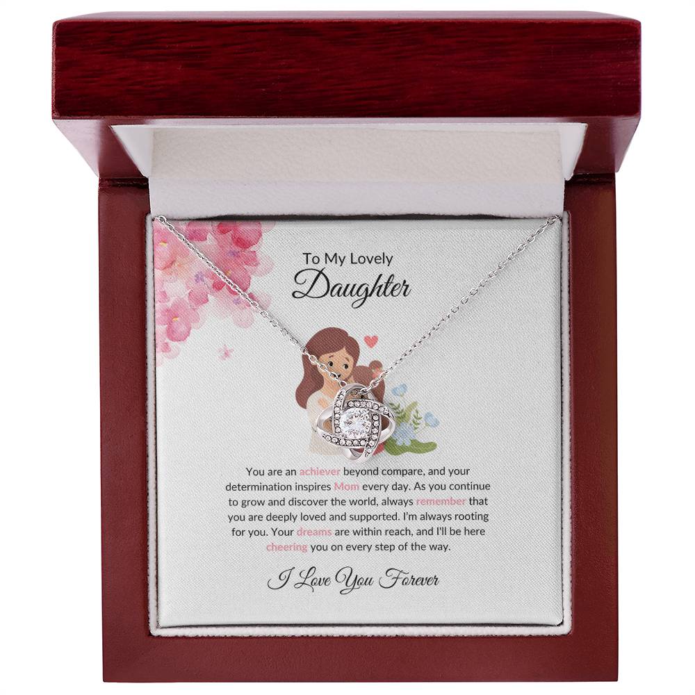 To My Beautiful & Lovely Daughter - Love Knot Necklace For Daughter