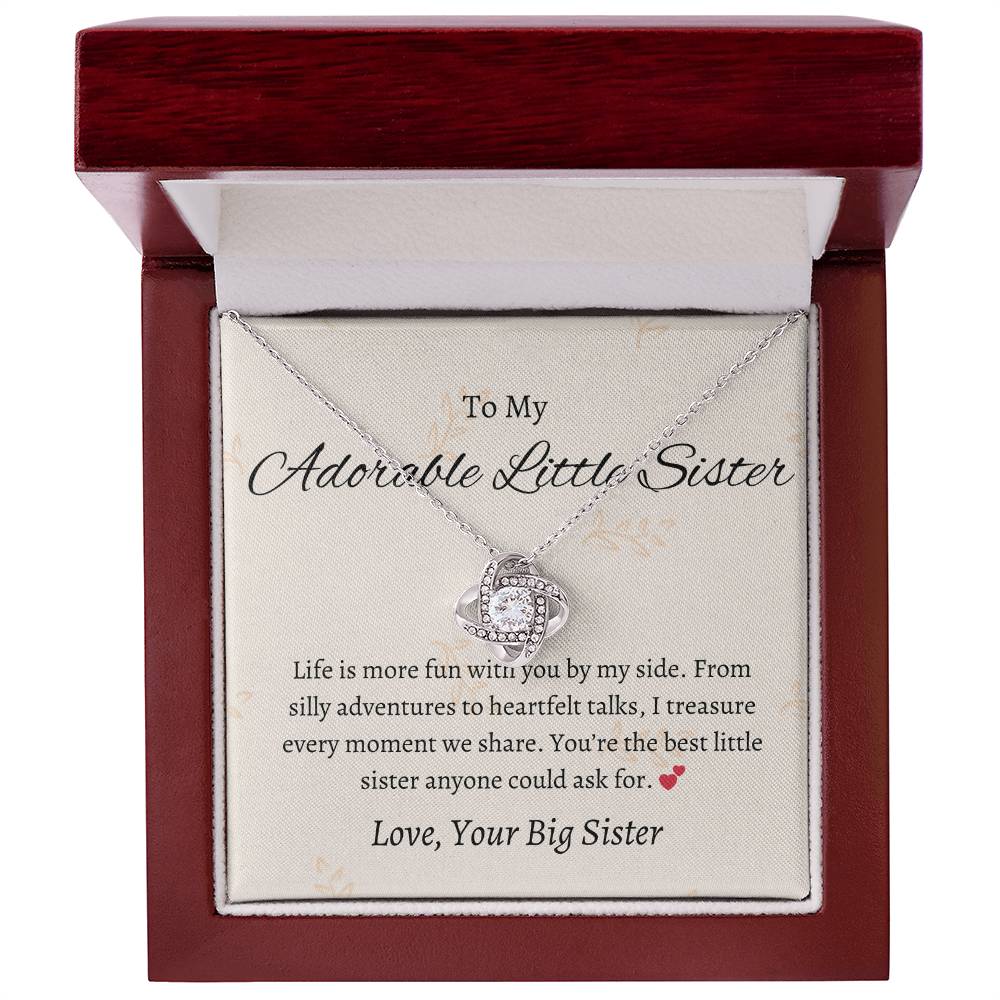 To My Sweet Adorable Little Sister – Love Knot Necklace | Heartfelt Gift For Sister