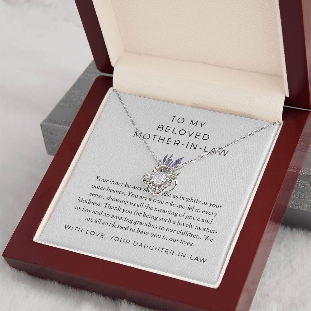 To My Beloved Mother-in-law, Love Knot Necklace with Heartfelt Message | Mother-in-law Gift