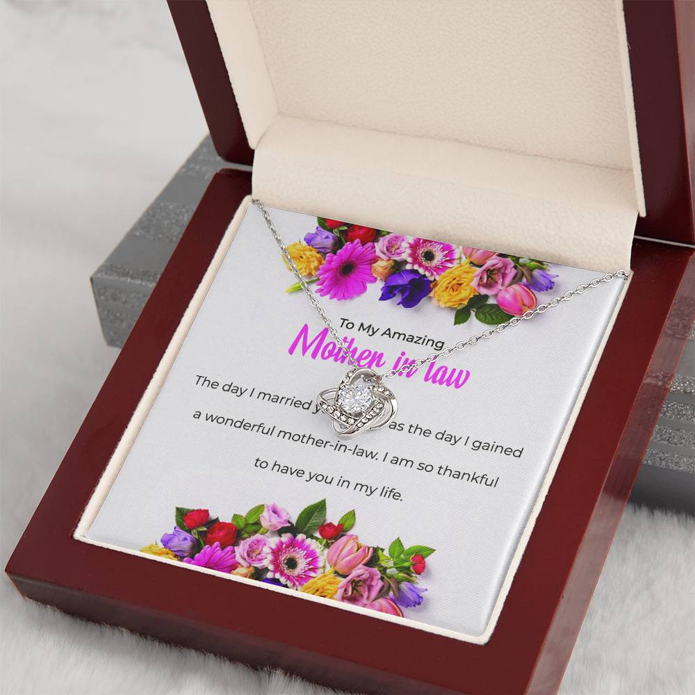 To My Amazing Mother-in-law, Love Knot Necklace with Heartfelt Sentiments | Mother-in-law Gift