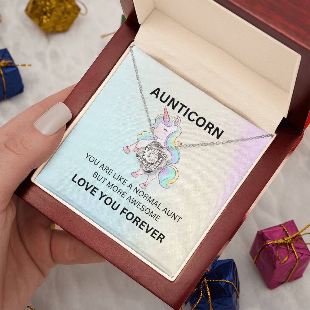 To My Aunticorn – Fun Love Knot Necklace | Unique Jewelry For Showing Love and Appreciation - SOUVMOUR