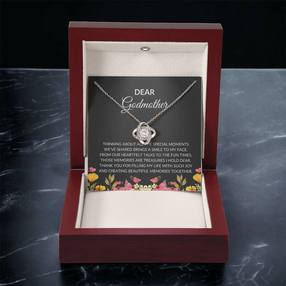 For My Dear Godmother, Love Knot Necklace (Yellow & White Gold Variants) | Godmother Necklace (Necklace Only)