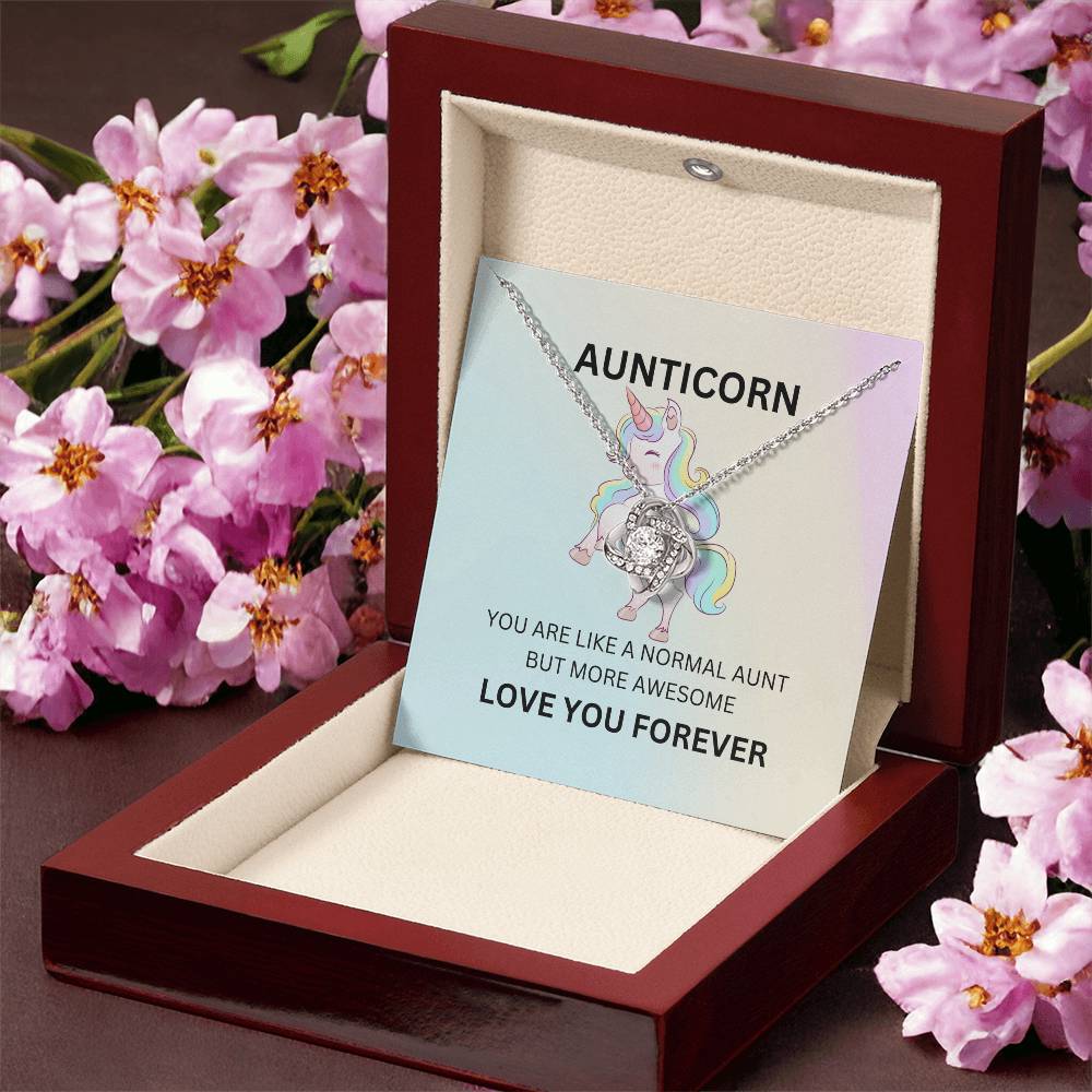 To My Aunticorn – Fun Love Knot Necklace | Unique Jewelry For Showing Love and Appreciation - SOUVMOUR