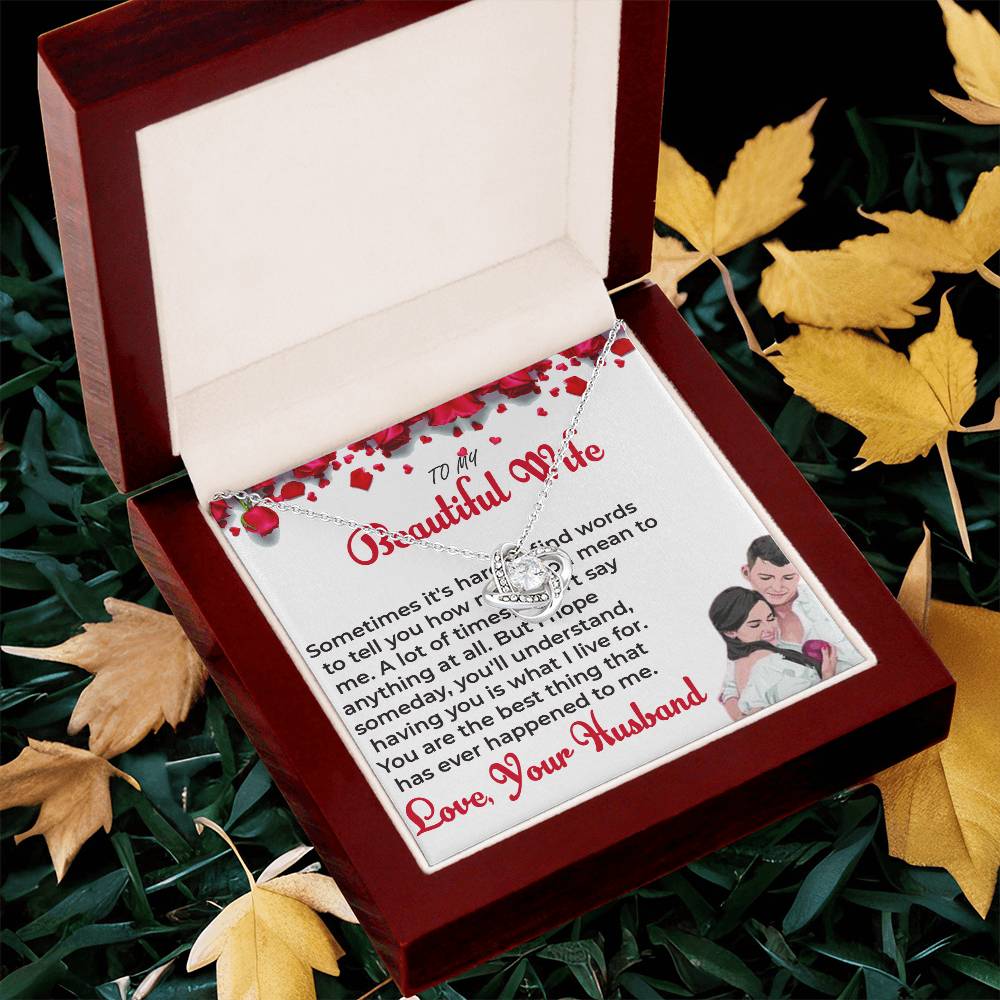 To My Beautiful Wife - Stunning Love Knot Necklace Gift for Wife