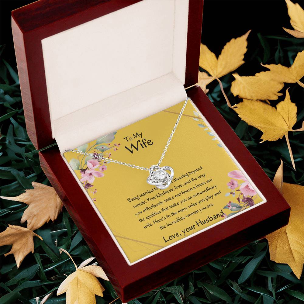 To My Wife, My Wonderful Partner - Love Knot Necklace Gift for Wife