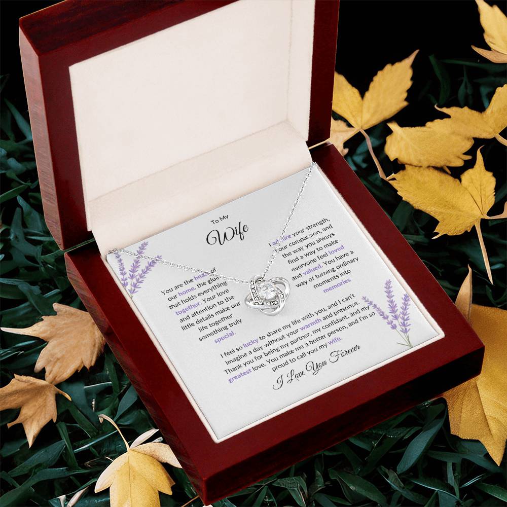 To My Wife, The Heart of Our Home | Love Knot Necklace Gift for Wife