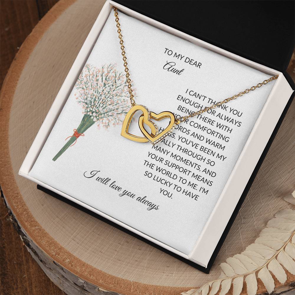 To My Special Aunt Necklace – Lovely Hearts Necklace | Thoughtful Message Card for Expressing Love and Gratitude in Yellow & White Gold - SOUVMOUR