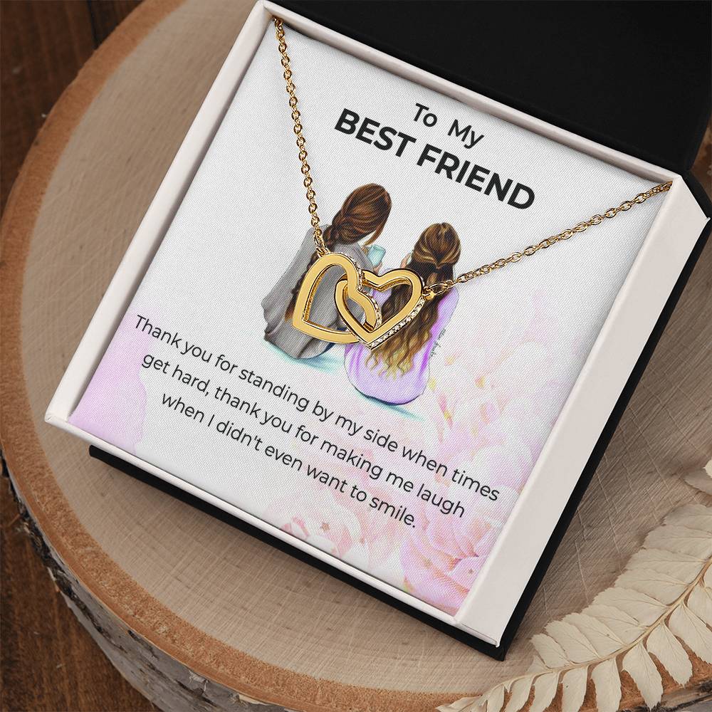 Friendship Necklace | To My Bestie Thank You - Interlocking Hearts Necklace
